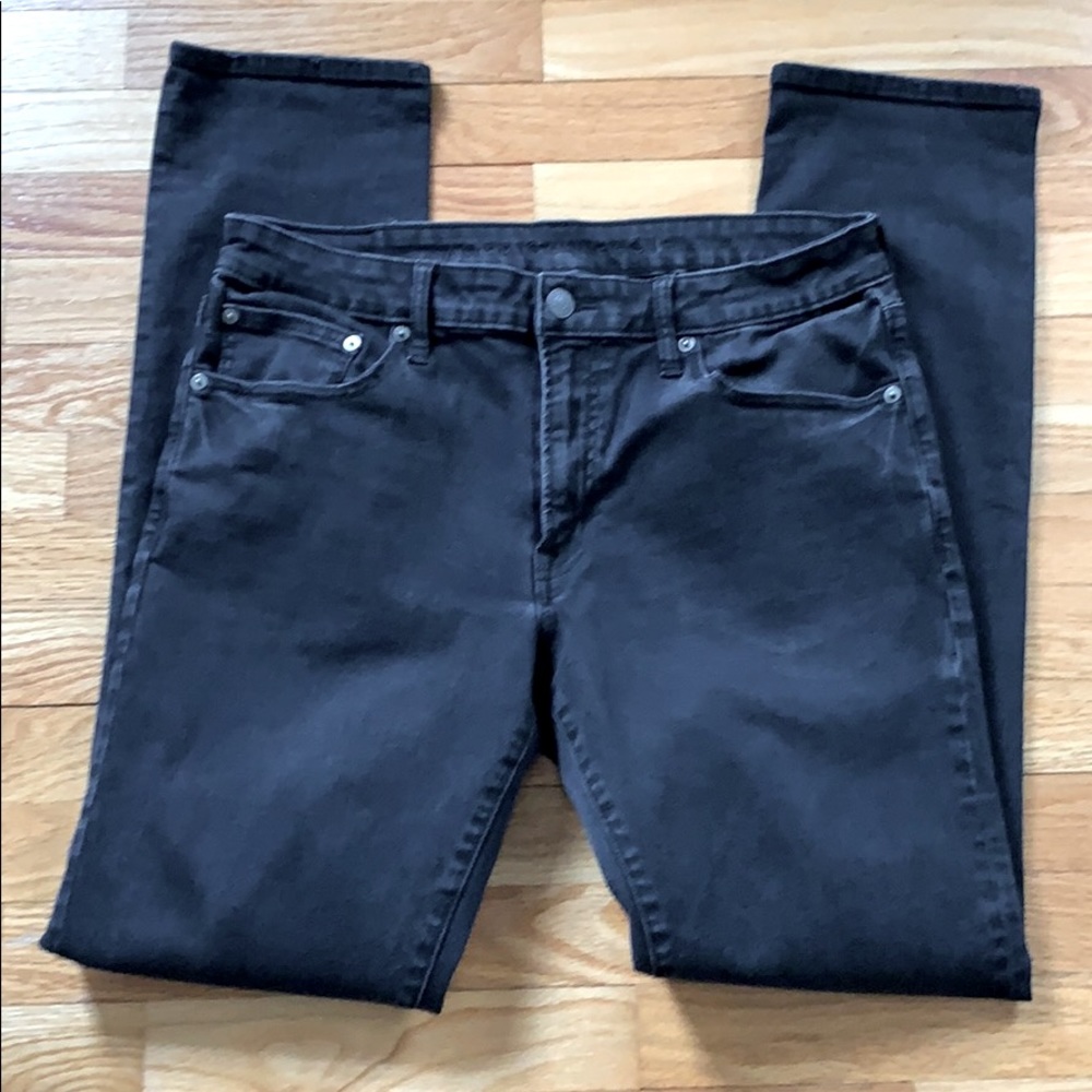 Stonewashed Black Slim Straight Jeans